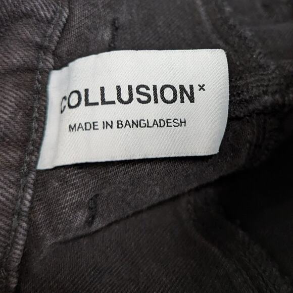 COLLUSION x005 Washed Black Straight Leg Jeans Cutoff High Rise Size 26 - Picture 4 of 9